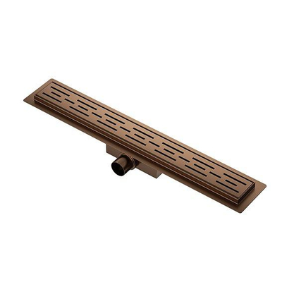 Wiesbaden Caniveau de douche avec bride et grille 80 x 7 cm bronze brossé cuivre PVD