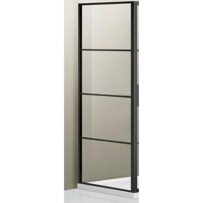 FugaFlow Efficiente Vetro Paroi latérale - 80x200cm - cadre lignes extérieur - anti-calcaire - noir mat