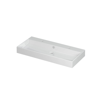 INK Unlimited wastafel - 100x45x11cm - 1 wasbak - 2 kraangaten - porselein wit glans