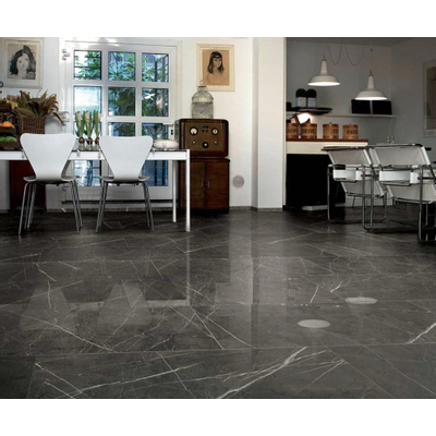 Vtwonen Classic vloer- en wandtegel - 74x148cm - 10mm - gerectificeerd - marmerlook - glans antraciet