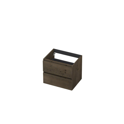 INK Wastafelonderkast - 60x45x52cm - 2 lades - greeploos - met houten keerlijst - MDF - Charcoal