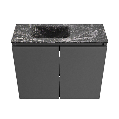 MONDIAZ TURE-DLUX 60cm toiletmeubel Dark Grey. EDEN wastafel Lava positie links. Zonder kraangat.