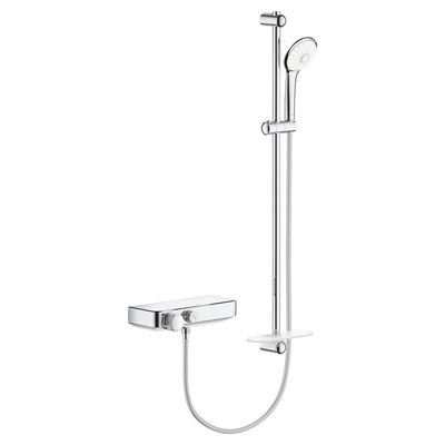 GROHE Grohtherm Smartcontrol Ensemble de douche - mitigeur thermostatique - avec ensemble de douche - 90 cm - douchette ronde - 3 types de jet - flexible de douche lisse - avec porte-savon - chrome