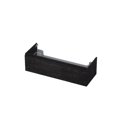 INK Wastafelonderkast - 120x45x35cm - 1 lade - greeploos - met houten keerlijst - MFC - Houtskool eiken