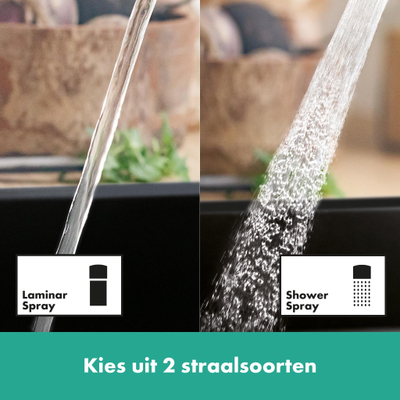 Hansgrohe Zesis m33 1 greeps keukenmengkraan - 160 met uittrekbare vuistdouche - 2jet - mat zwart