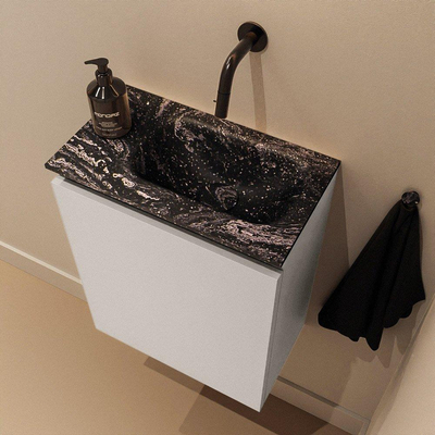 MONDIAZ TURE-DLUX Meuble de toilettes 40cm Linen. Lavabo EDEN Lava position à droite. Sans trou de robinet.