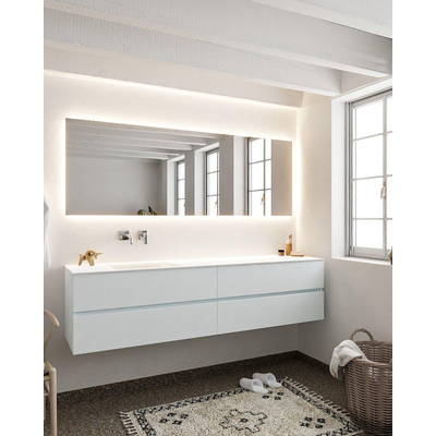 Mondiaz VICA ensemble de meuble de salle de bain - 200cm - meuble sous-vasque argile - 4 tiroirs - lavabo nuage gauche - sans trou de robinet - miroir LED - version XL 60cm de haut