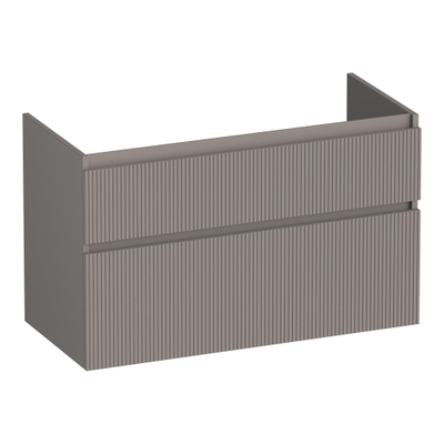 BRAUER Delight Wavy wastafelonderkast 100 2 softclose lades - greeploos - 1 sifon uitsparing - mat taupe