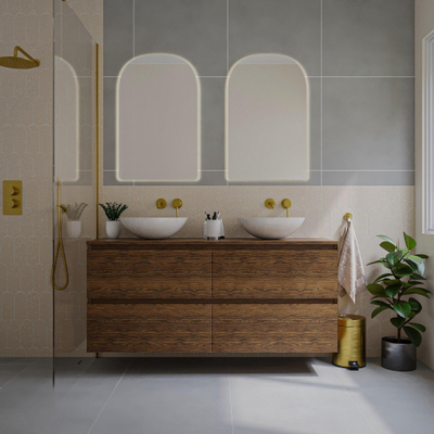 Saniclass Holz Pure Meuble sous lavabo de salle de bains - 160x45x60cm - 4 tiroirs - Noyer pure