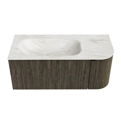 Mondiaz KURVE-DLUX Badkamermeubelset - 105x46x40cm - 1 lade - 1 deur - wastafel solid surface - links - zonder kraangat - Shadow