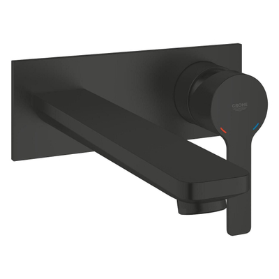 GROHE Lineare New wastafelkraan - l-size - wand - 2 kraangaten - mat zwart