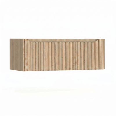 H&R Badmeubelen Juice Wastafelonderkast - 120x45x40cm - rechterhoek afgerond - 3D-front - 2 lades - geïntegreerde greep - french oak