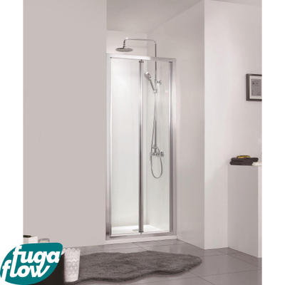 FugaFlow Efficiente Vetro Porte pliante 80x190cm profil aluminium et verre de sécurité 5mm anti-calcaire chrome