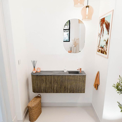 Mondiaz JOYA-DLUX 111.6cm toiletmeubel - ronding links kleur Dusk - Wastafel FAYE positie Rechts 1 kraangat kleur Sombra.