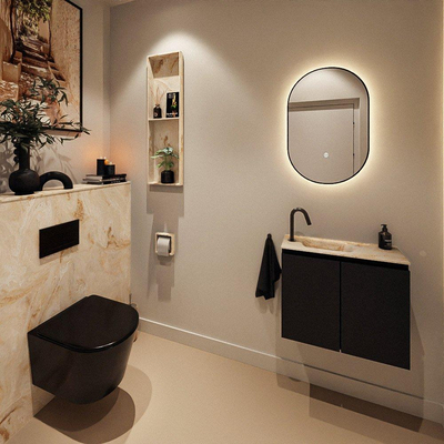 MONDIAZ TURE-DLUX 60cm toiletmeubel Urban. EDEN wastafel Frappe positie links. Met 1 kraangat.