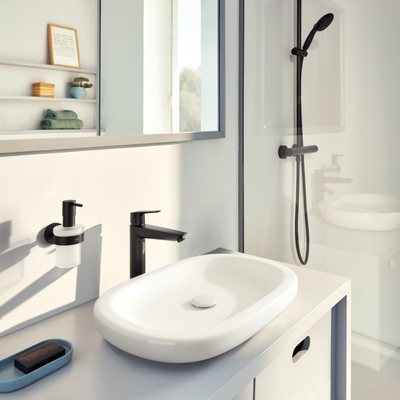 GROHE Start zeepdispenser - met houder - mat glas - mat zwart