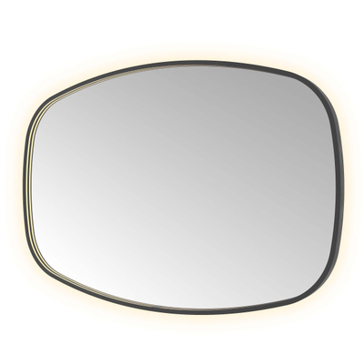 Hotbath &MORE Spiegel in aluminium frame / contour incl direct & indirect LED. spiegelverwarming. color changing. dimbaar. dottless. met afstandsbediening MBP Geborsteld zwart PVD