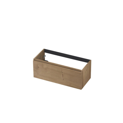 INK Wastafelonderkast - 100x45x40cm - 1 lade - greeploos - met houten keerlijst - MDF - Ash grey