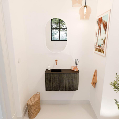 Mondiaz JOYA 71.6cm toiletmeubel - ronding rechts kleur Shadow - Wastafel FAYE positie Links Zonder kraangat kleur Urban.