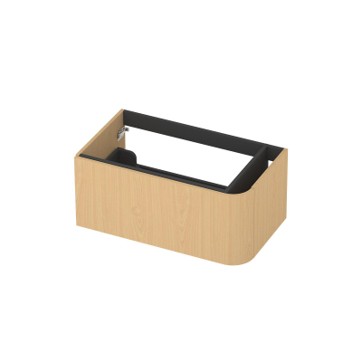 INK Concept R Wastafelonderkast - 80x45x35cm - 1 lade - opliggende grepen - afgeronde hoek rechts - MDF - light veneer