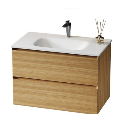 Saniclass Terra Wastafelonderkast - 80cm - 2 lades - sandwood