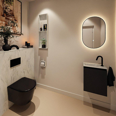 MONDIAZ TURE-DLUX Meuble de WC 40 cm Urban. EDEN lavabo Opalo position gauche. Avec 1 trou de robinet.