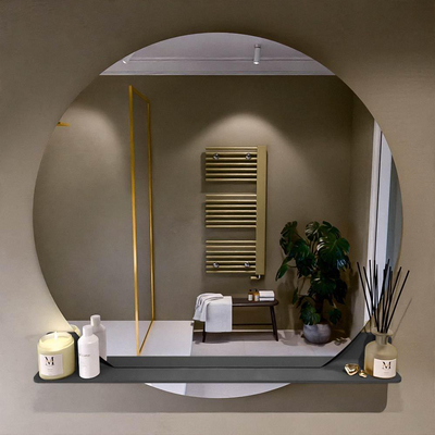 Mondiaz SPOT Miroir de salle de bains - rond 120cm - tablette de miroir - couleur Dark Grey