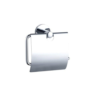 FugaFlow Eccelente Ensemble accessoires pour toilettes - porte-rouleau de papier toilette - avec couvercle - poubelle à pédale - 5 litres - chrome