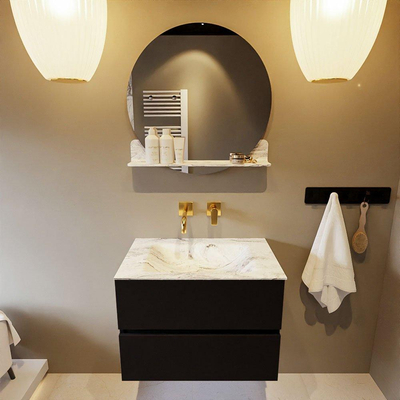 Mondiaz VICA-DLUX Ensemble de meuble de salle de bain - 70cm - meuble sous-vasque urban - 2 tiroirs - lavabo encastrée cloud milieu - sans trous de robinet - version haute de 60cm - glace