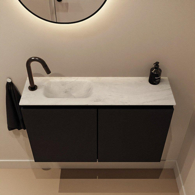 MONDIAZ TURE-DLUX 80cm toiletmeubel Urban. EDEN wastafel Opalo positie links. Met 1 kraangat.