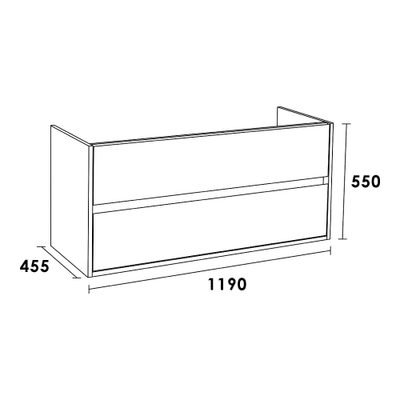 BRAUER Nexxt Meuble sous vasque 119x45.5x55cm 2 tiroirs 1 espace siphon sans poignées MFC Birch