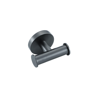 Fortifura Calvi Handdoekhaak - rond - dubbel - PVD - geborsteld gunmetal (antraciet)