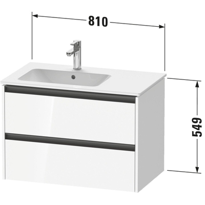 Duravit ketho meuble avec 2 tiroirs pour lavabo à gauche 81x48x54.9cm avec poignées anthracite graphite super mat