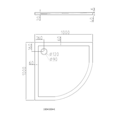 Best Design Dona lage douchebak 1/4 rond 100x100x4cm R550 OUTLETSTORE