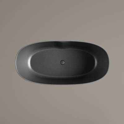Zeza Element Vrijstaand Bad - 145x71x60cm - solid surface - mat donker grijs