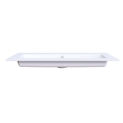 Arcqua Mira Lavabo encastré - 121x46x1.5cm - vasque simple - 2 trous de robinet - marbre de synthèse - blanc mat