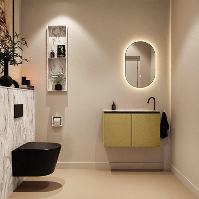 MONDIAZ TURE-DLUX Meuble toilette - 80cm - Oro - EDEN - vasque Glace - position droite - 1 trou de robinet
