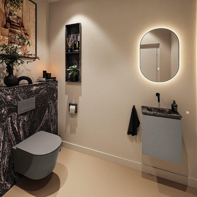 MONDIAZ TURE-DLUX Meuble toilette - 40cm - Smoke - EDEN - vasque Lava - position centrale - sans trou de robinet