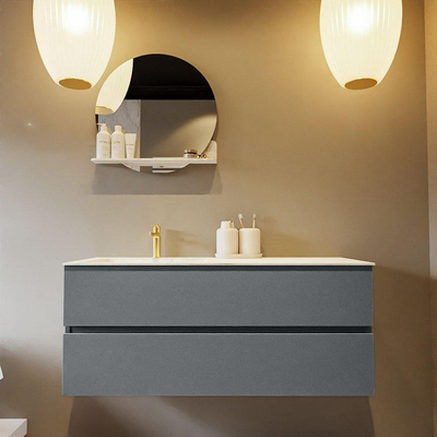 Mondiaz VICA-DLUX Ensemble de meuble de salle de bain - 120cm - meuble sous-vasque plata - 2 tiroirs - lavabo encastrée cloud gauche - 1 trou de robinet - version haute de 60cm - opalo