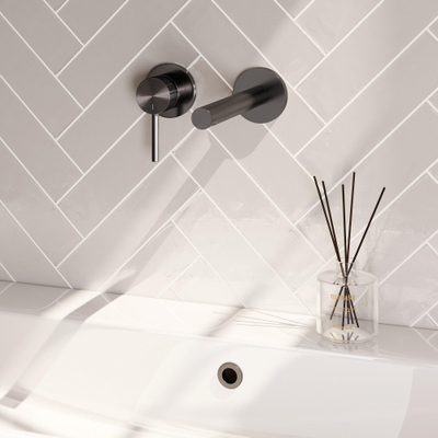 BRAUER Stripe Inbouw Wastafelmengkraan - rechte uitloop en rozetten - model A2 - gunmetal geborsteld PVD