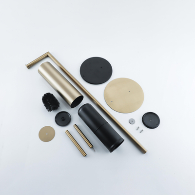 FugaFlow Eccelente Porte-rouleau de papier toilette indépendant avec brosse de toilette - avec crochet à serviette - Laiton brossé PVD (Or)