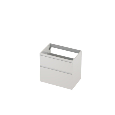 INK Wastafelonderkast - 70x45x65cm - 2 lades - greeploos - MDF lak - Hoogglans wit