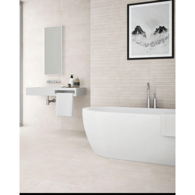 Cifre Ceramica Neutra carrelage mural et de sol - 60x60cm - 10mm - Carré - Aspect béton - Crème mat