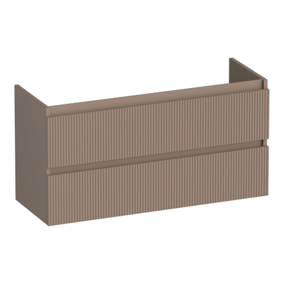 BRAUER Joy Wavy wastafelonderkast ondiep 100 2 softclose lades - greeploos - 1 sifon uitsparing - mat mokka