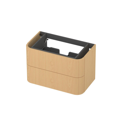 INK Concept R Wastafelonderkast - 80x45x52cm - 2 lades - opliggende grepen - gefreesd - afgeronde hoeken - MDF - light veneer
