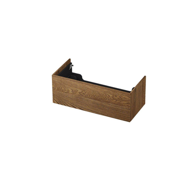 INK Wastafelonderkast - 100x45x37.6cm - 1 lade - push to open - met recht opdekfront - Eiken - Chocolate