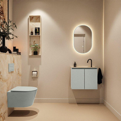 MONDIAZ TURE-DLUX Meuble WC 60 cm Greey. Lavabo EDEN Frappe position milieu. Avec 1 trou de robinet.