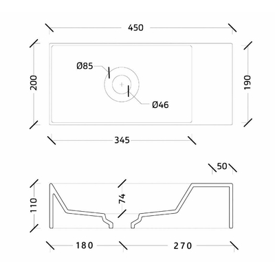 Xenz Rosa fontein - 45x20cm - plateau rechts - Zand mat