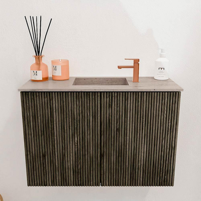 Mondiaz JOYA-DLUX 60cm toiletmeubel - kleur Shadow - Wastafel FAYE positie Midden 1 kraangat kleur Saba.