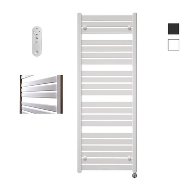 Sanicare HVS - Moda Elektrische Radiator - 160x60cm - 1159W - met afstandsbediening - thermostaat - chroom - rechtsonder - mat wit